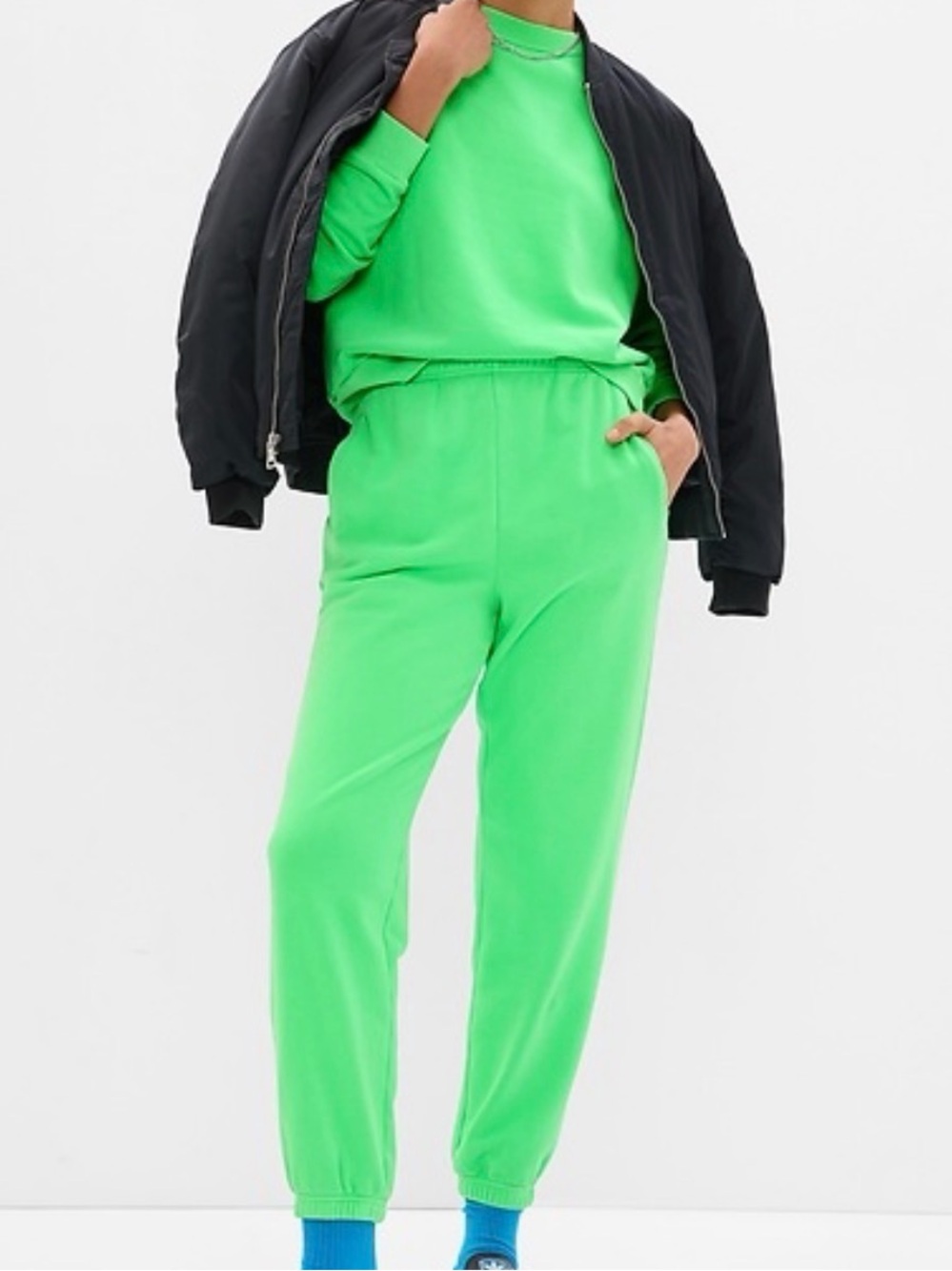 NEW GAP High Rise Vintage Soft Joggers Electric Neon Green Size Med Tall